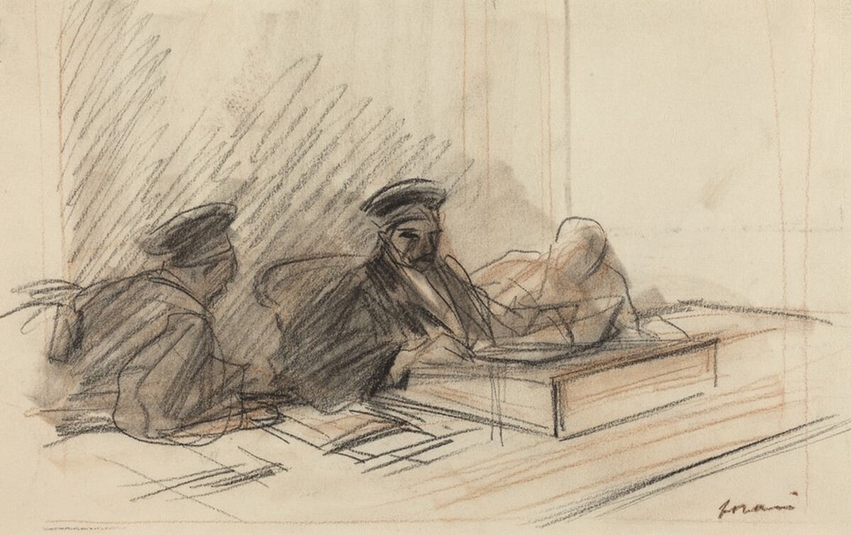 a) The Judges (recto); b) Seated Female Nude (verso) by Jean-Louis Forain