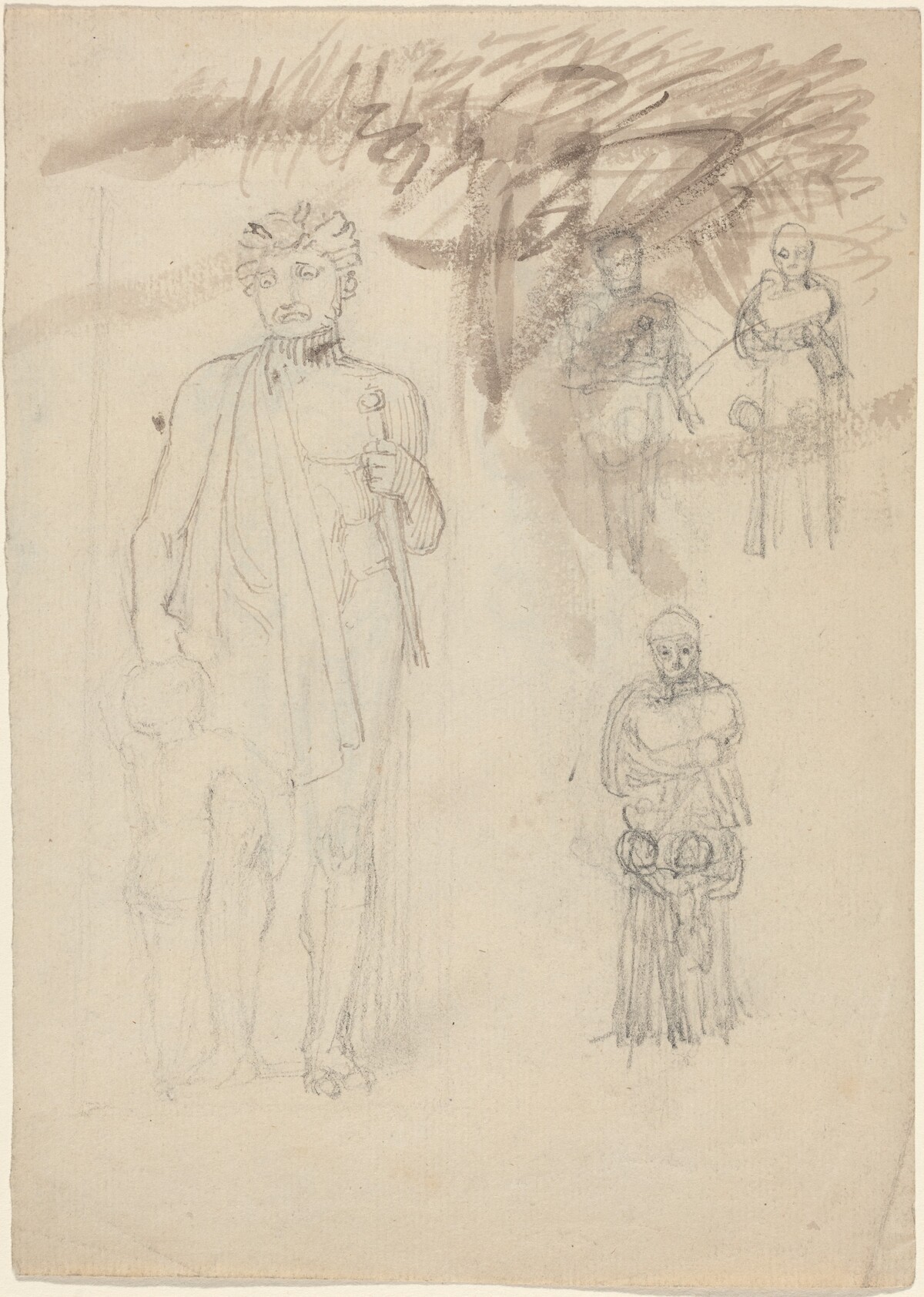 Sheet of Studies, including Warrior with Child [recto and verso] by John Flaxman