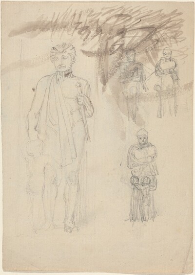 Sheet of Studies, including Warrior with Child [recto and verso]