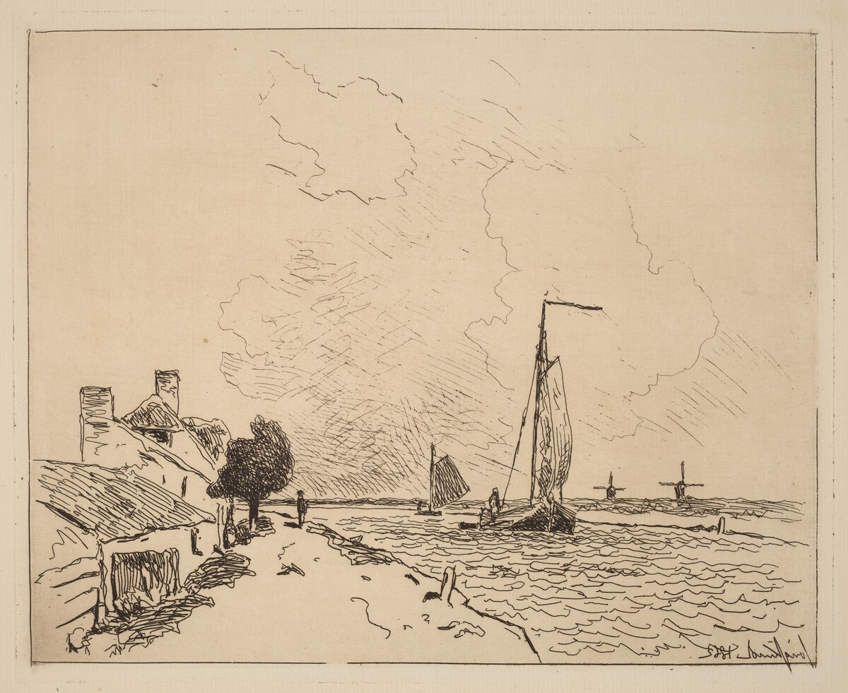 Two Boats at Sail (Les deux Barques a voile) by Johan Barthold Jongkind
