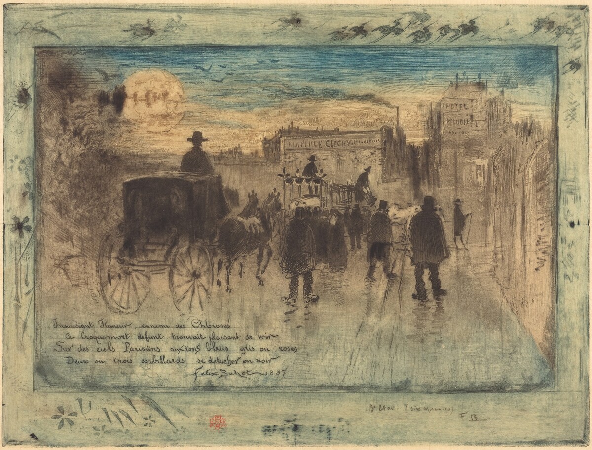 Convoi Funèbre au Boulevard de Clichy (Funeral Procession on the Boulevard de Clichy) by Félix-Hilaire Buhot