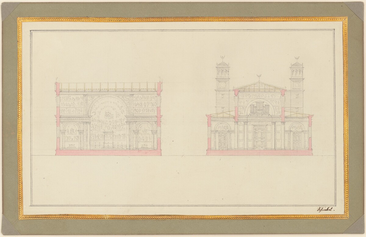 Section of the Crossing and the West End of a Cathedral for Berlin by Karl Friedrich Schinkel
