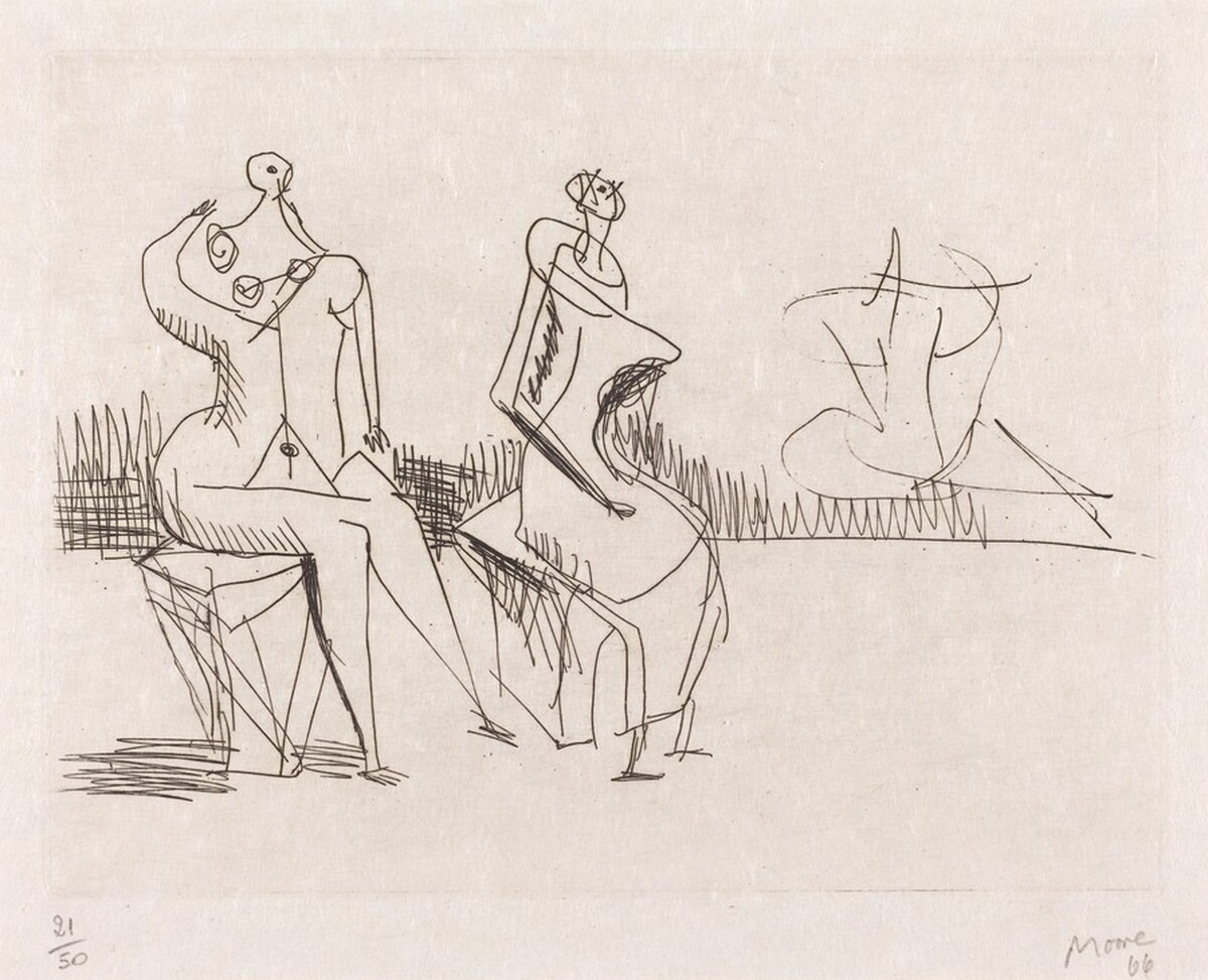 Two Seated Figures II by Henry Moore