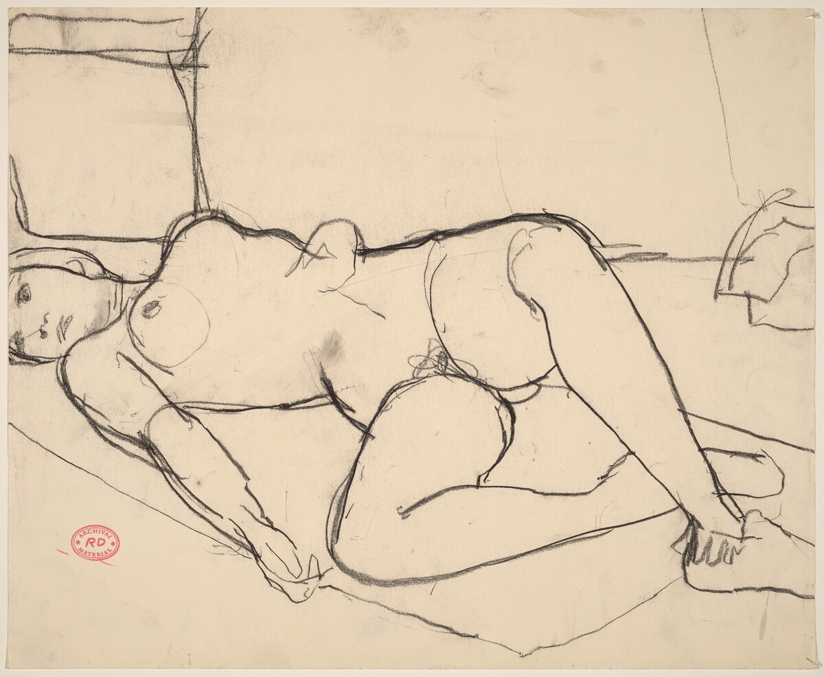 Untitled [reclining female nude in slippers] by Richard Diebenkorn