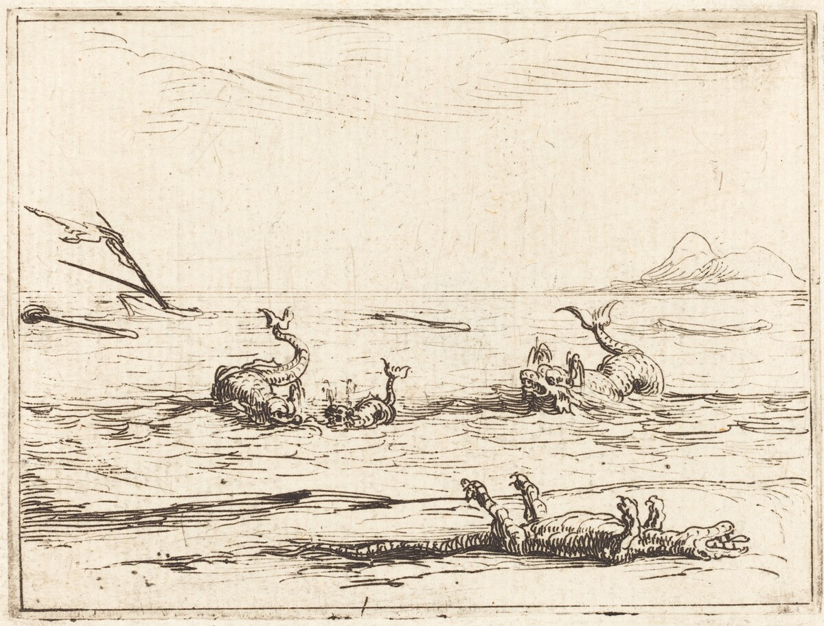 Dolphins and Crocodile by Jacques Callot