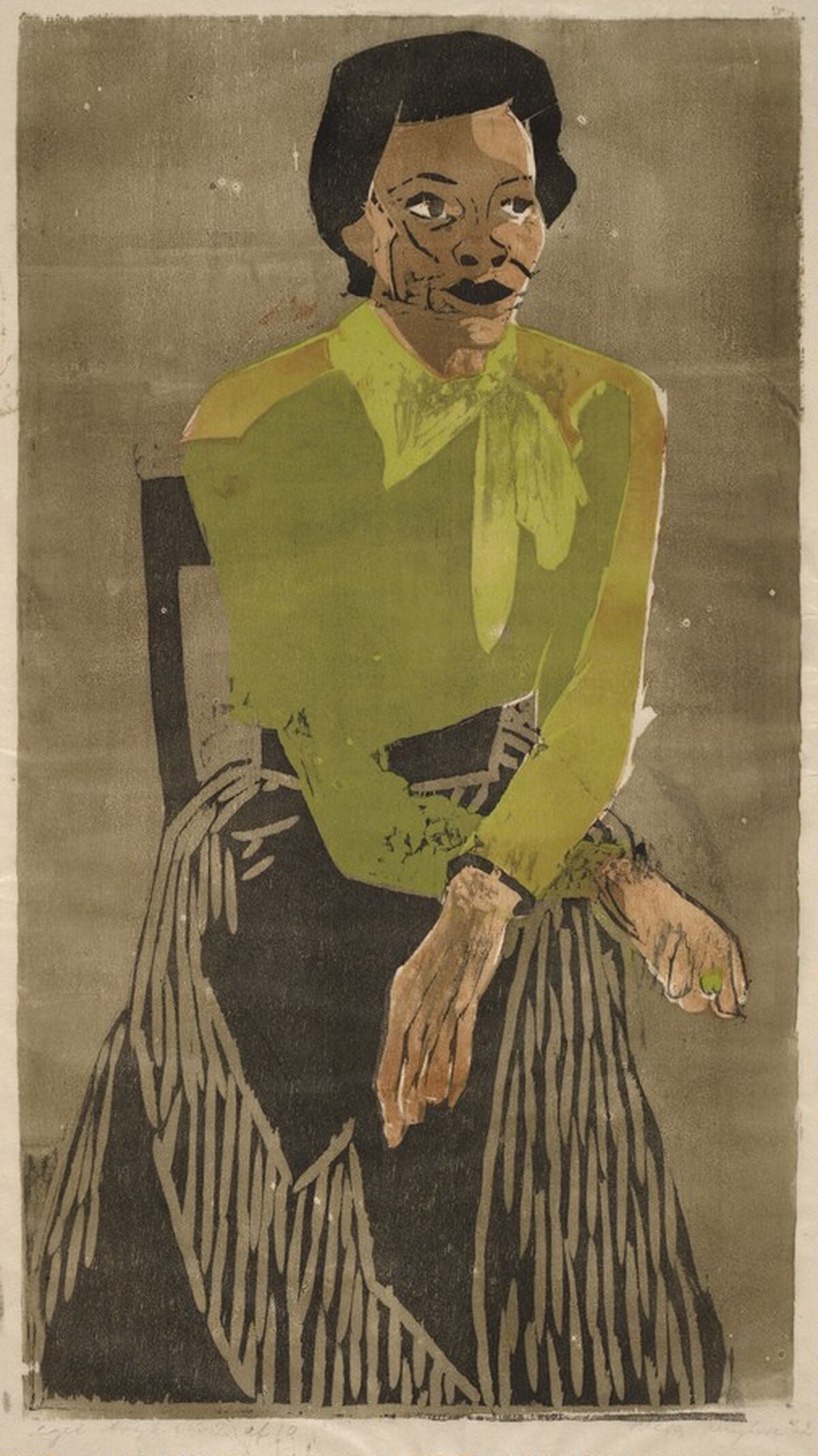 Woman in a Green Blouse, Seated by Vera Myhre