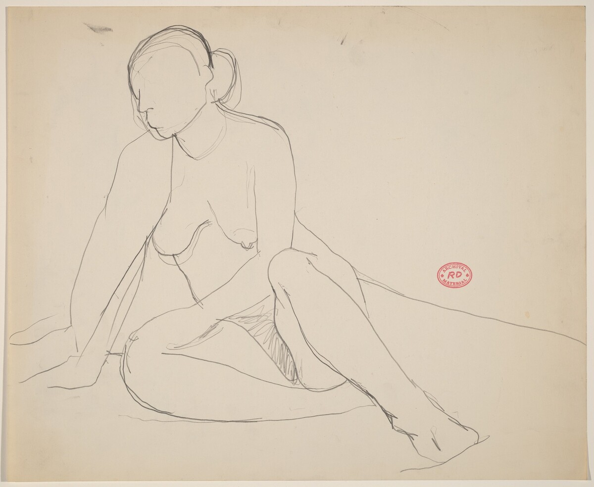 Untitled [seated nude leaning on her right arm] by Richard Diebenkorn