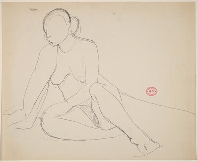 Untitled [seated nude leaning on her right arm]
