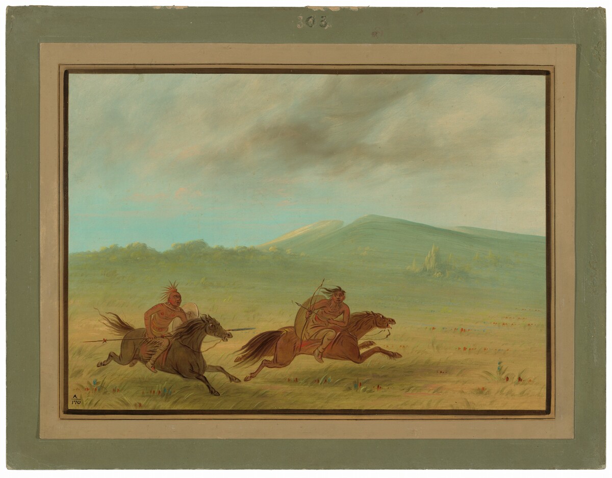An Osage Indian Pursuing a Camanchee by George Catlin