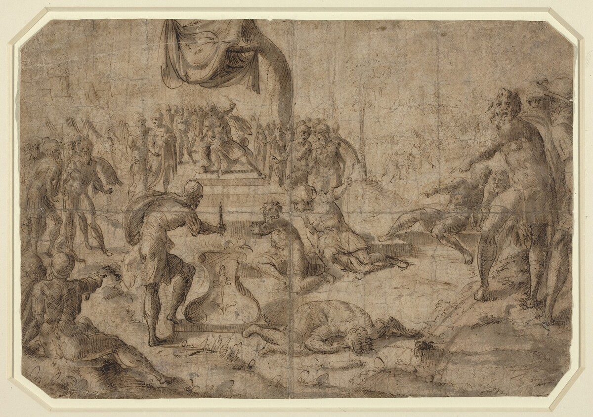 Sacrifice Scene (Gaius Mucius Scaevola?) by Netherlandish 16th Century