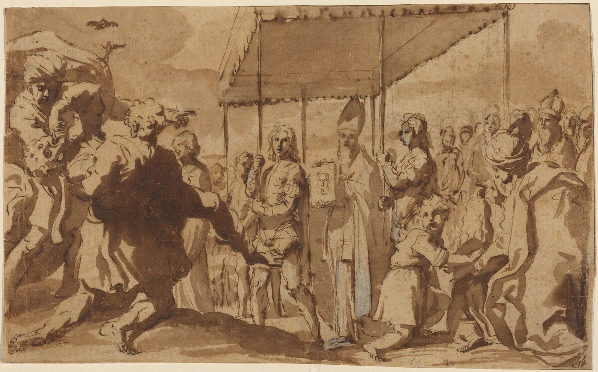 The Healing of the Possessed Boy in a Procession of the Volto Santo by Elisabetta Sirani