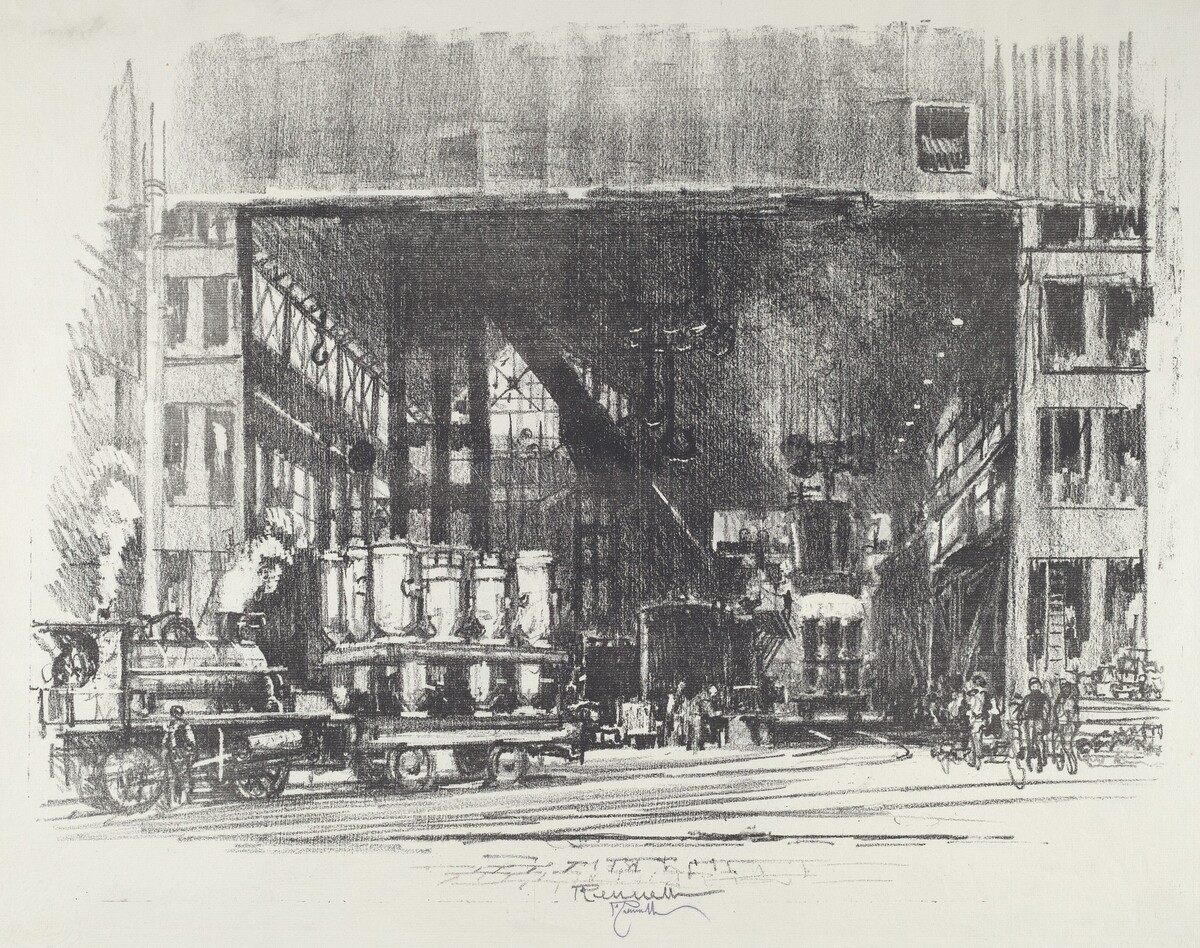 The Urns, Casting Big Shells by Joseph Pennell
