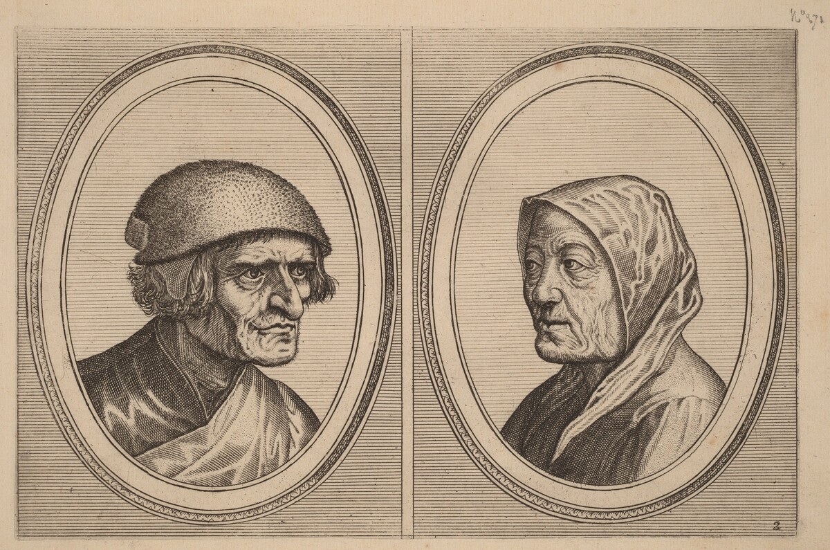 "Beleefde Goossen" and "Prijne Lecker-tants" by Johannes and Lucas van Doetechum after Pieter Bruegel the Elder