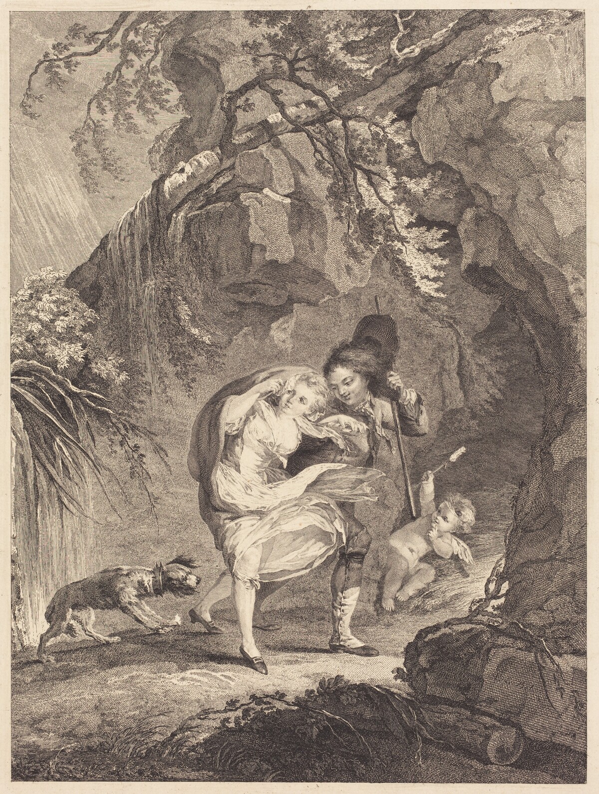 Le coup de vent (The Gust of Wind) by Abraham Girardet after Antoine Lebel