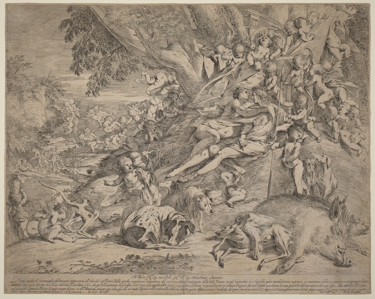 Venus and Adonis by Pietro Testa