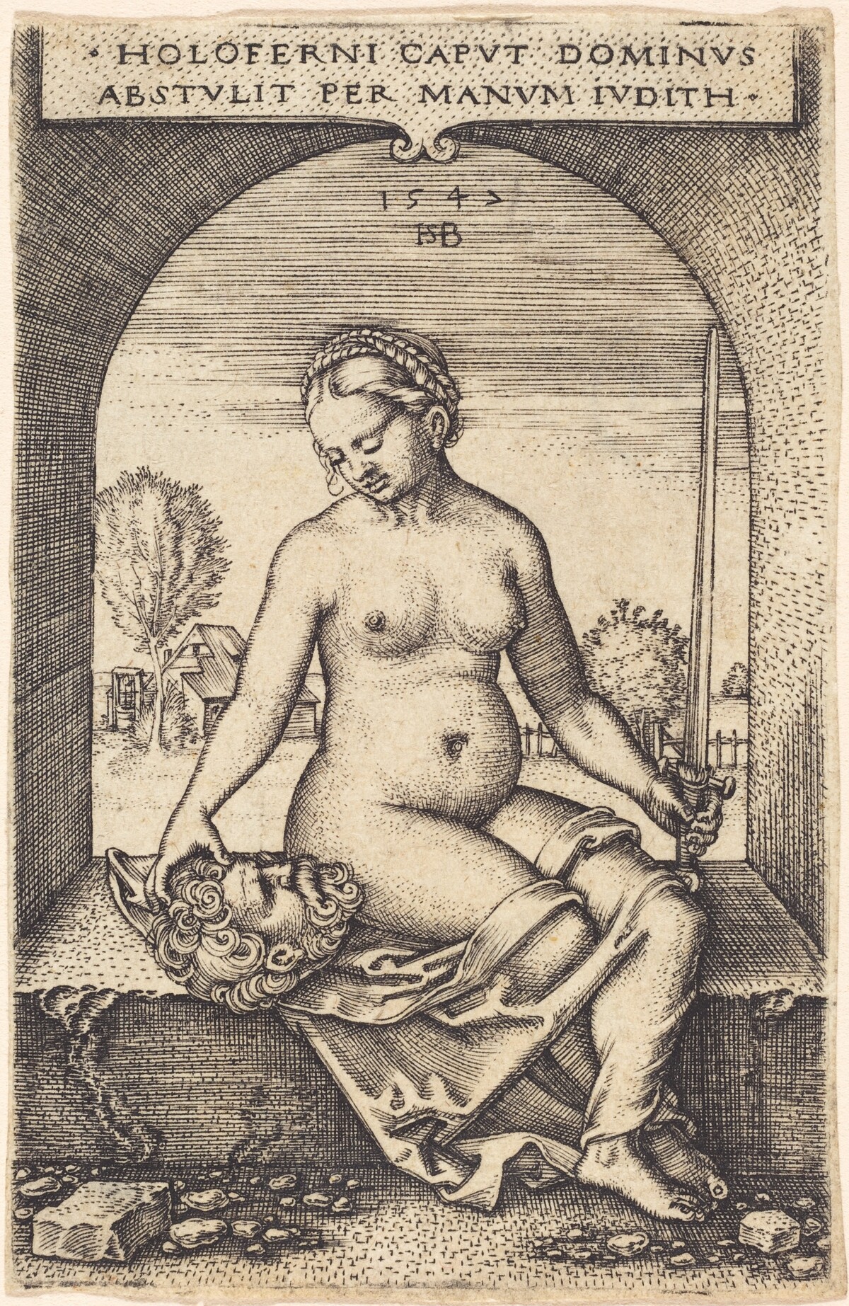 Judith Seated in an Arch by Sebald Beham, after Barthel Beham