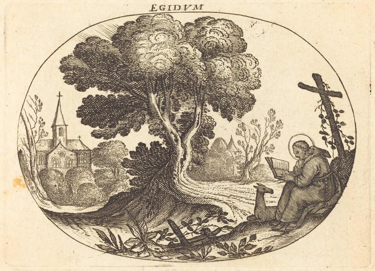 Saint Egidius and a Doe by Balthasar Moncornet