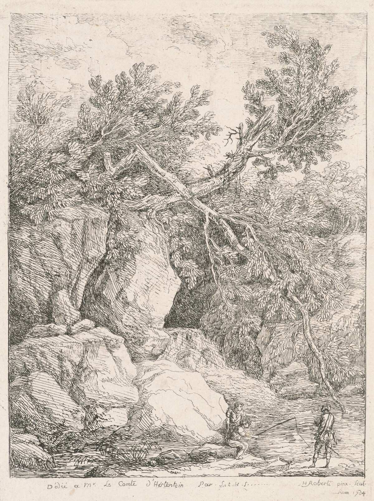Landscape with a Fallen Tree (Paysage à l'arbre cassé) by Hubert Robert