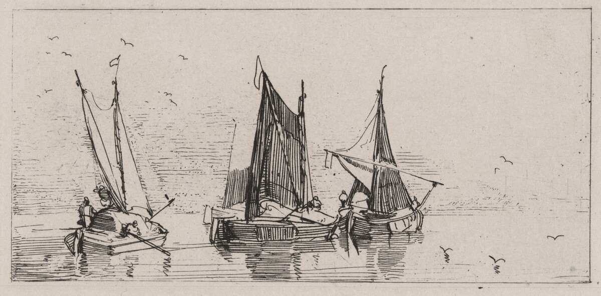 Three Sailboats by Caspar Johann Nepomuk Scheuren