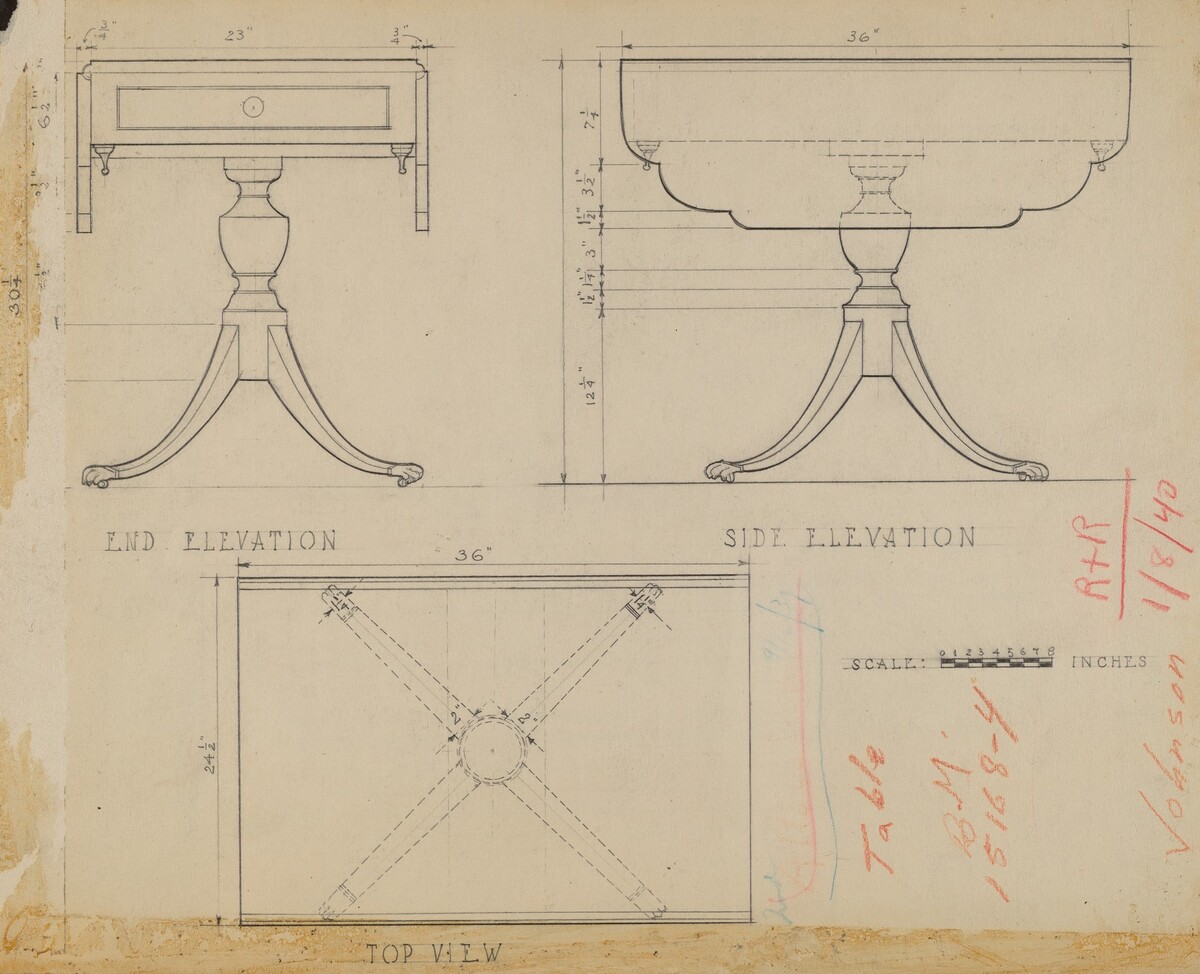Drop Leaf, Pedestal Table by Arthur Johnson