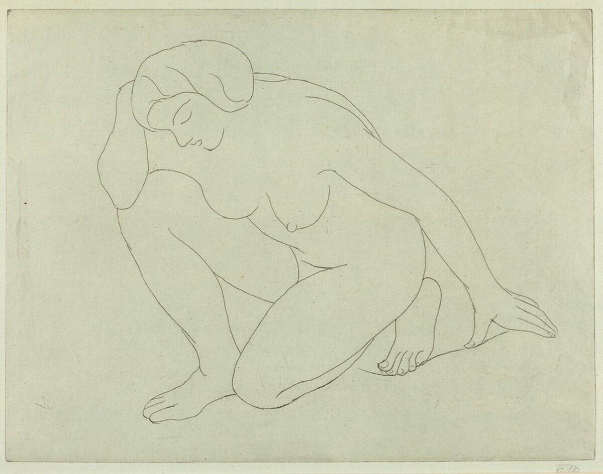 Woman Kneeling on Her Left Knee with Elbow onthe Right Knee (Femme agenouilee sur le genou gauche, le coude sur le genou droit) by Aristide Maillol