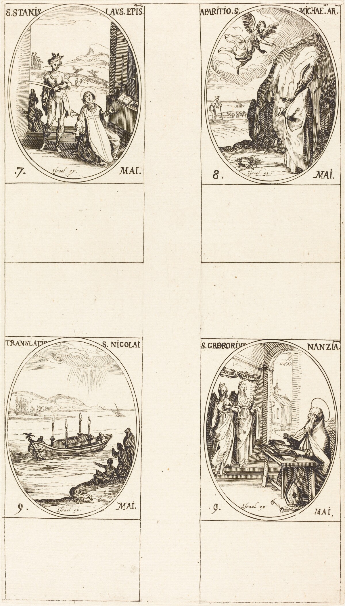 St. Stanislaus; The Apparition of St. Michael; The Translation of St. Nicholas; St. Gregory of Nazianzus by Jacques Callot