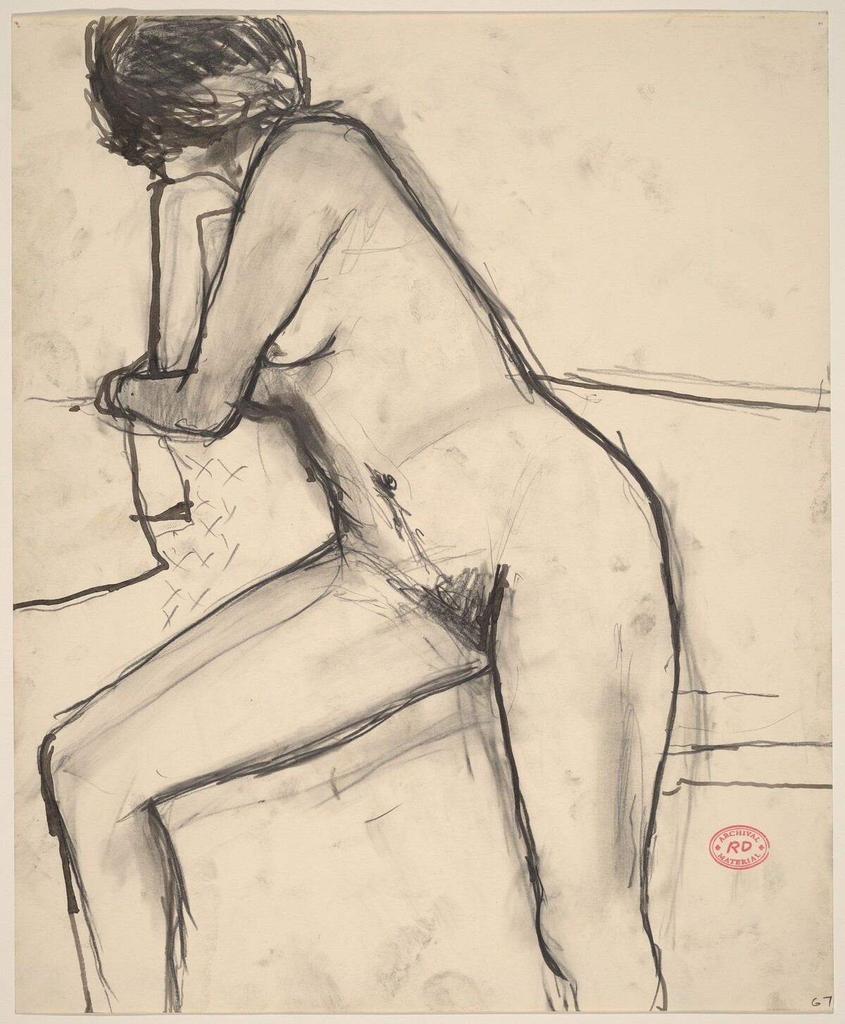 Untitled [female nude leaning against a support] by Richard Diebenkorn