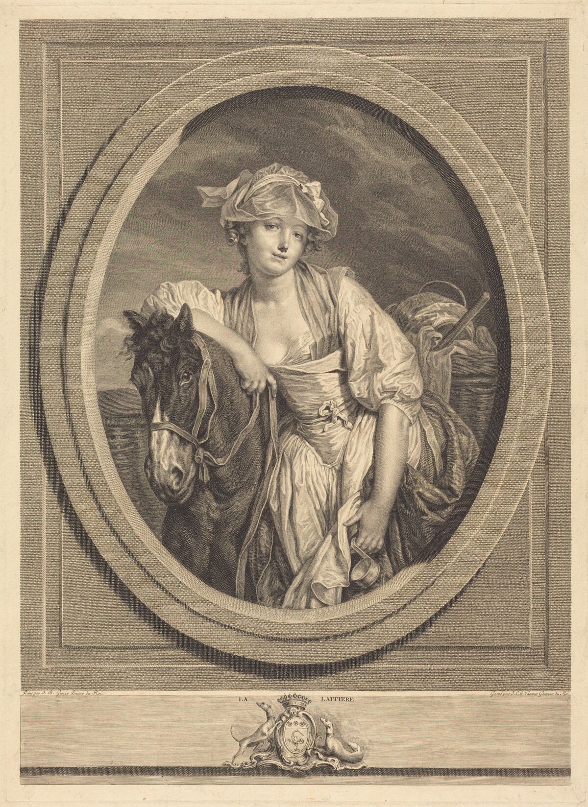 La laitiere by Jean Charles Levasseur after Jean-Baptiste Greuze