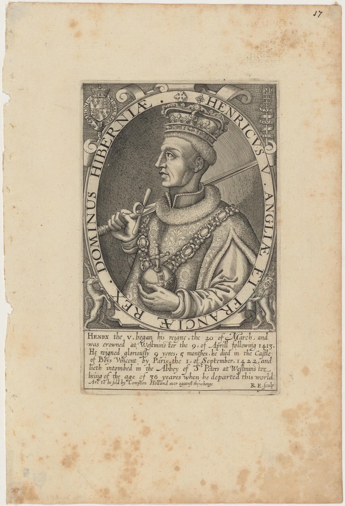 Henry V of England by Renold Elstrack