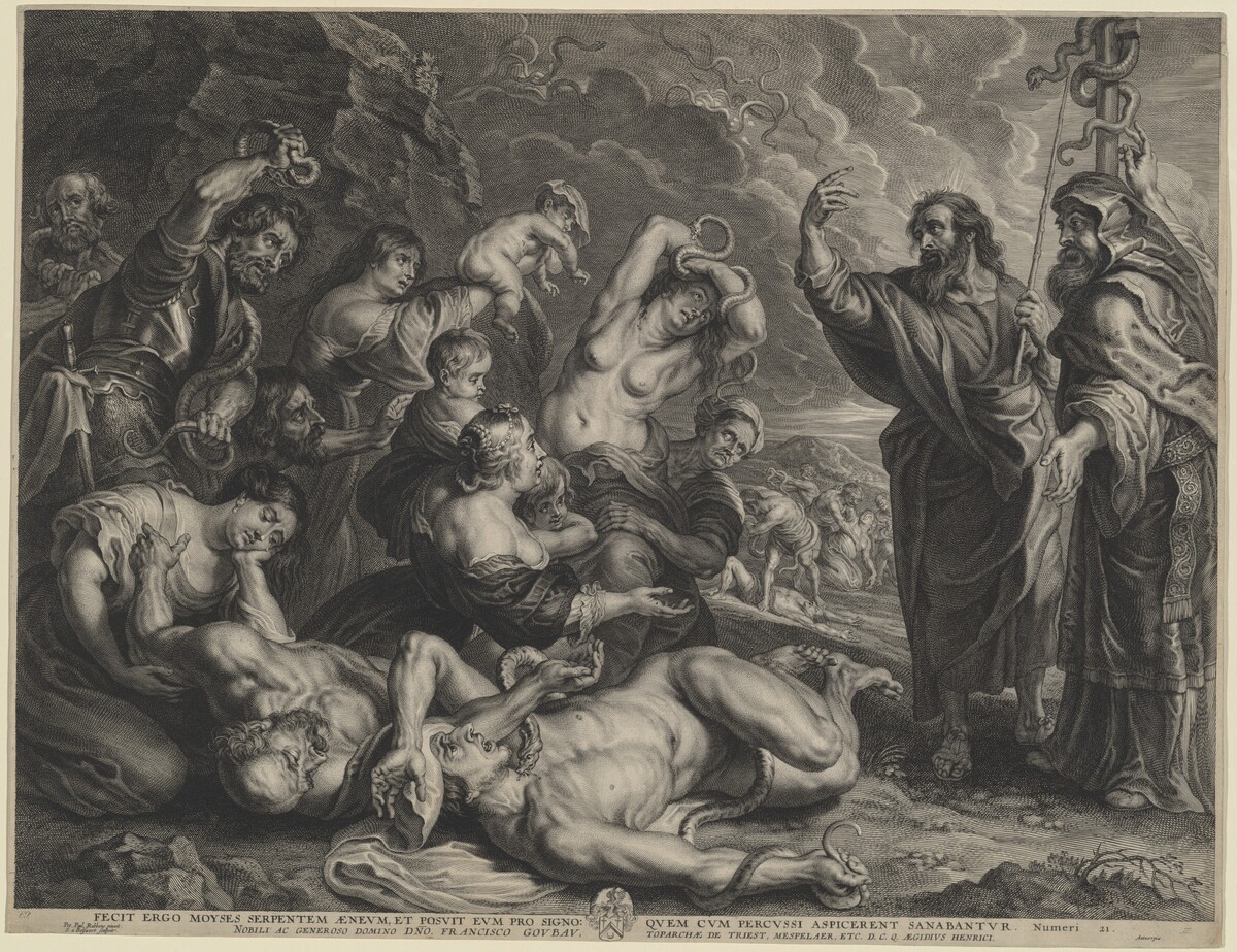 Moses and the Brazen Serpent by Boëtius Adams Bolswert, after Sir Peter Paul Rubens