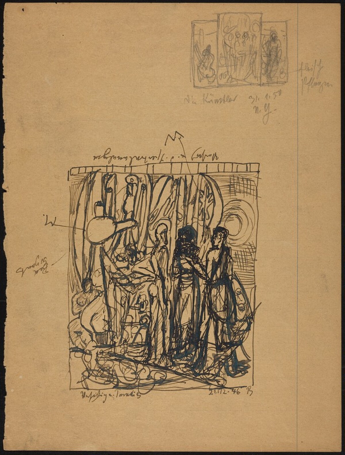Argonauts (Sketch for Triptych and Study for Center Panel) by Max Beckmann