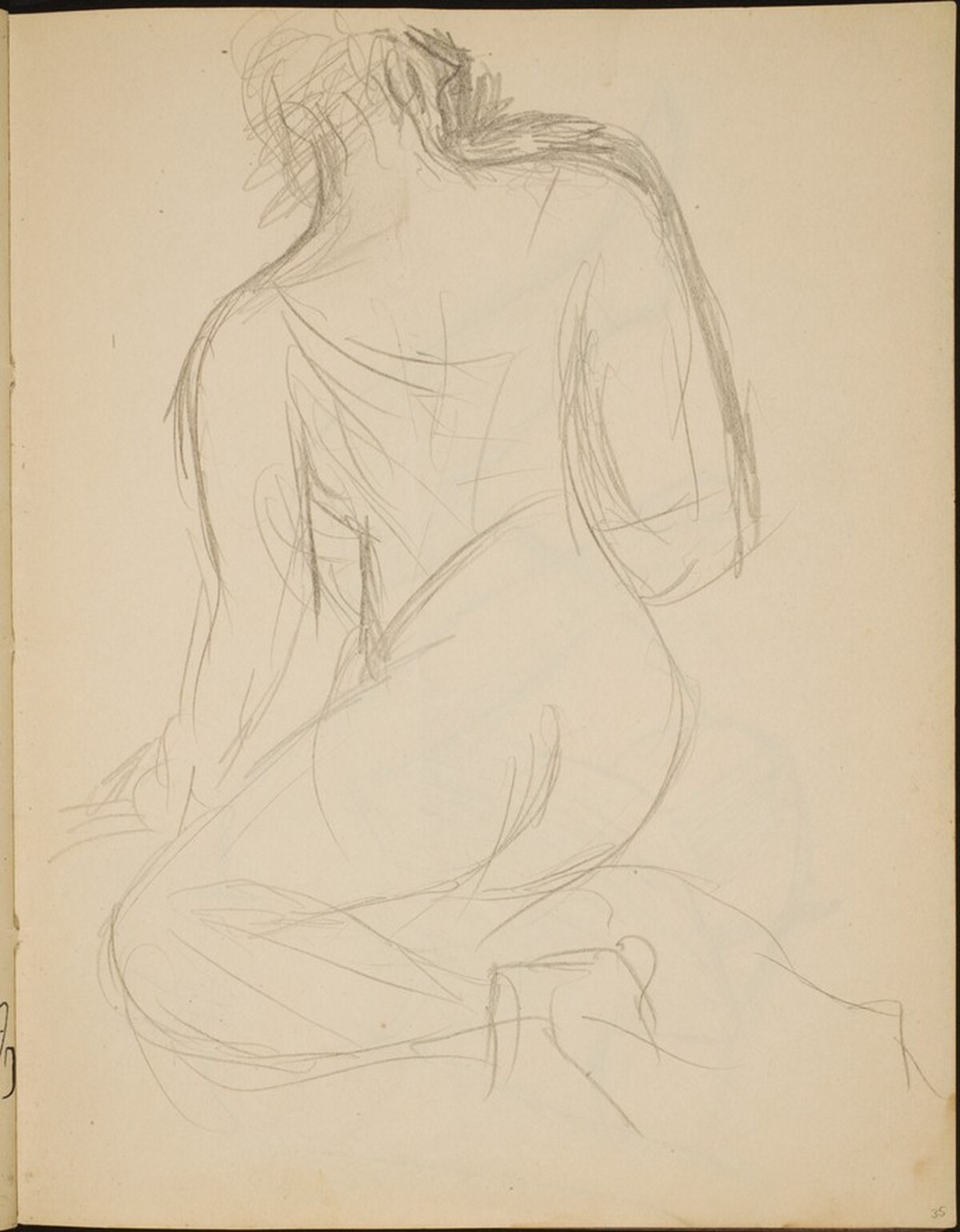 Hockender Akt in Rückenansicht (Kneeling Woman from Behind) [p. 35] by Max Beckmann