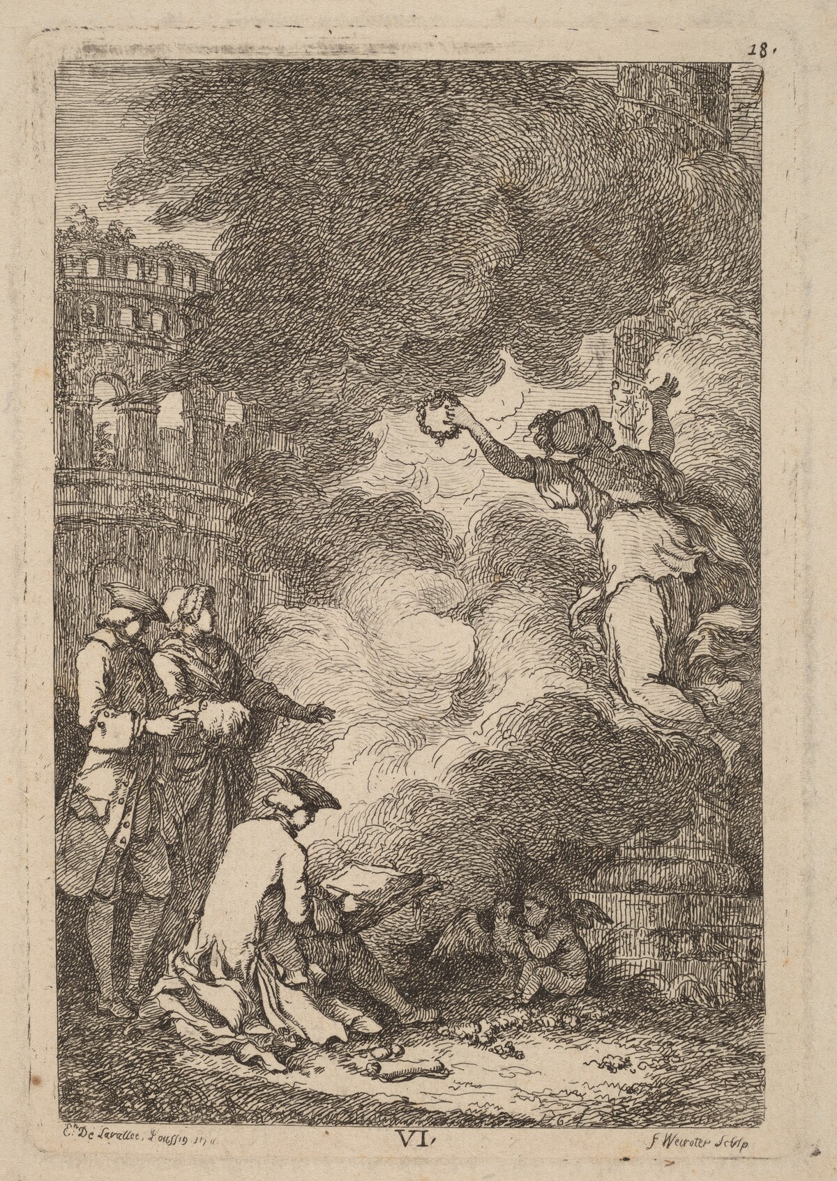 Nella Venuta in Roma: pl. 6 by Franz Edmund Weirotter after Étienne de Lavallée-Poussin
