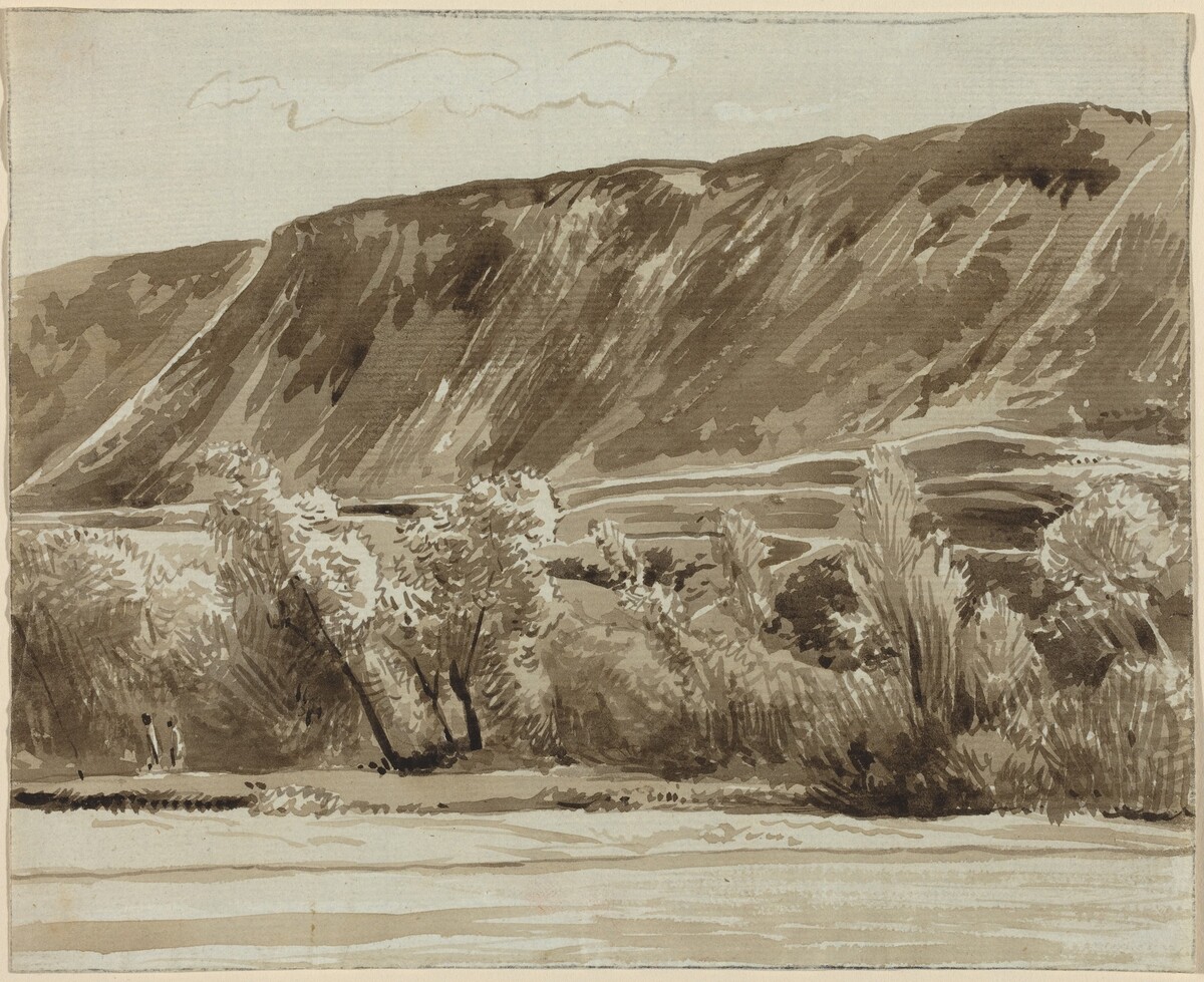 A River Bank with Mountains Beyond by Franz Innocenz Josef Kobell