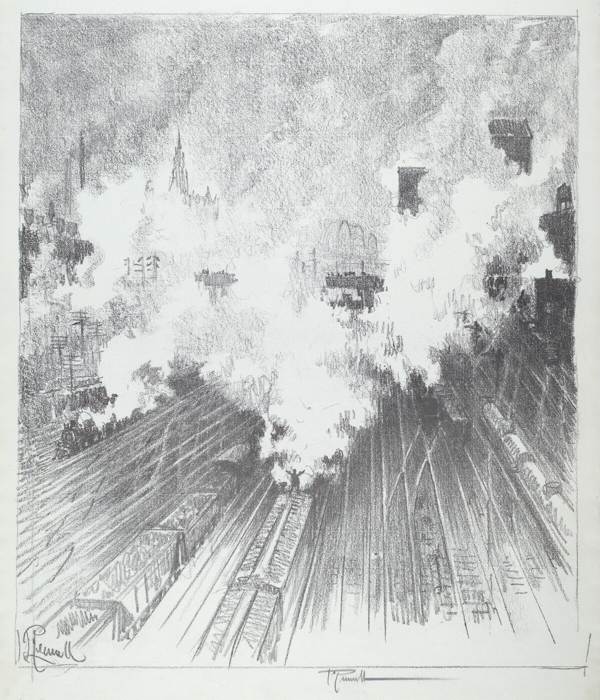Train Yard, St. Louis by Joseph Pennell