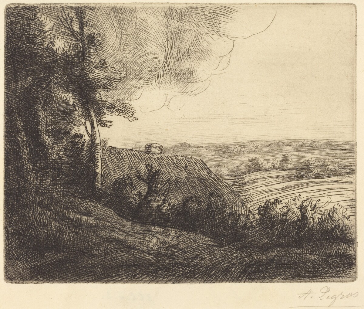 Landscape: Road to Horville (Paysage: Chemin d'Horville) by Alphonse Legros