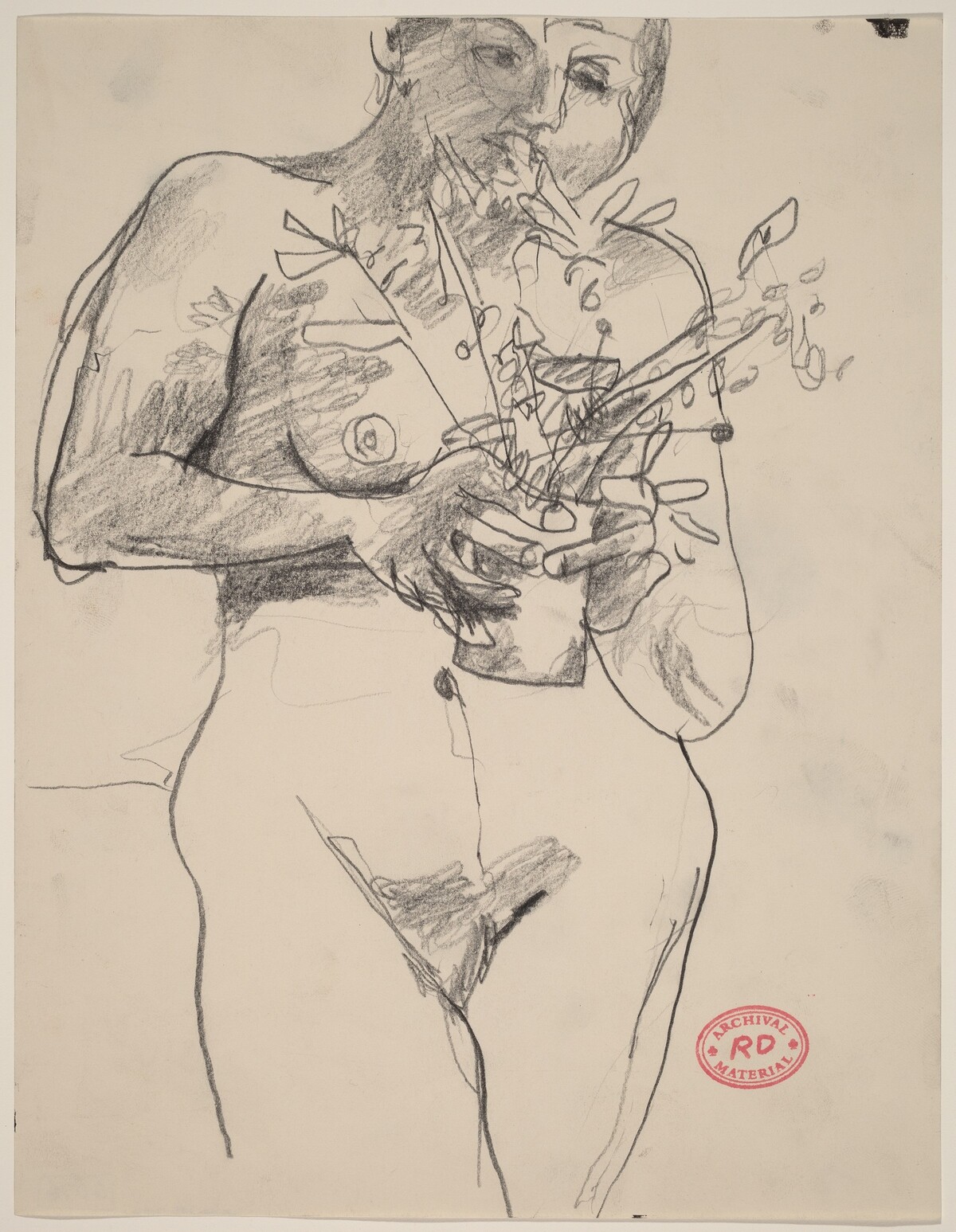 Untitled [female nude holding plants] by Richard Diebenkorn