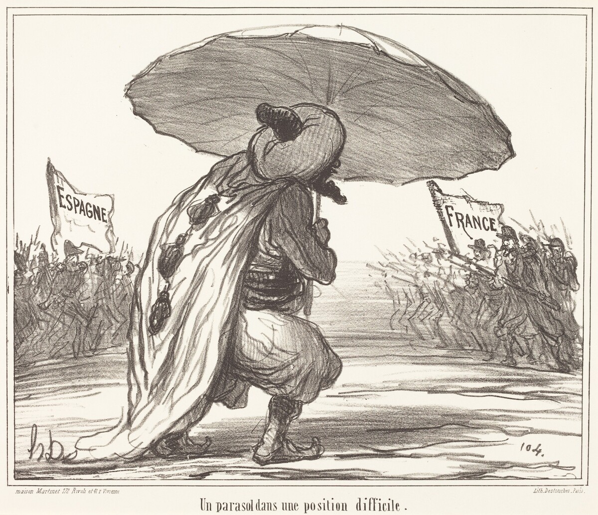 Un Parasol dans une position difficile by Honoré Daumier