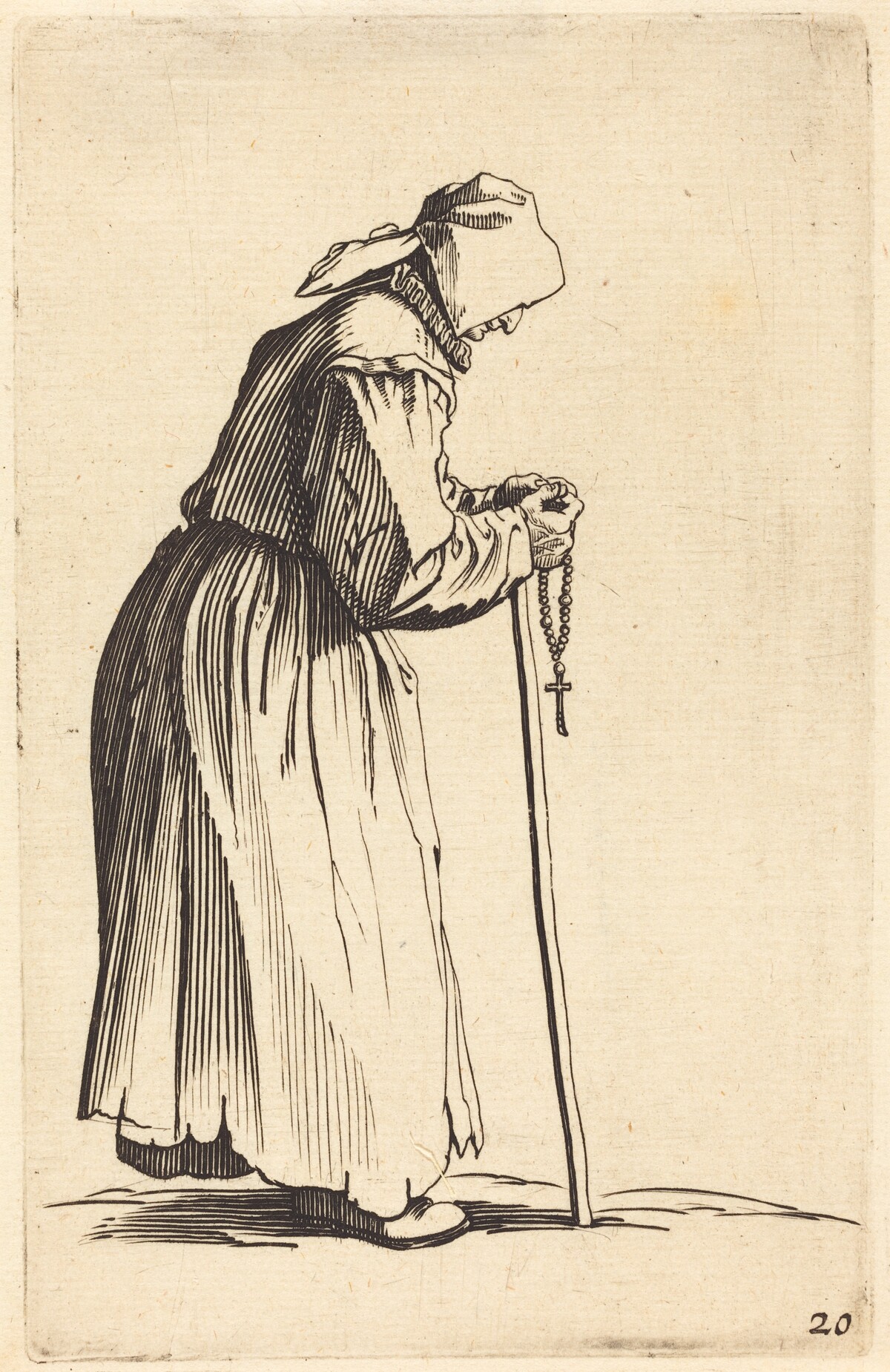 Beggar Woman with Rosary by after Jacques Callot