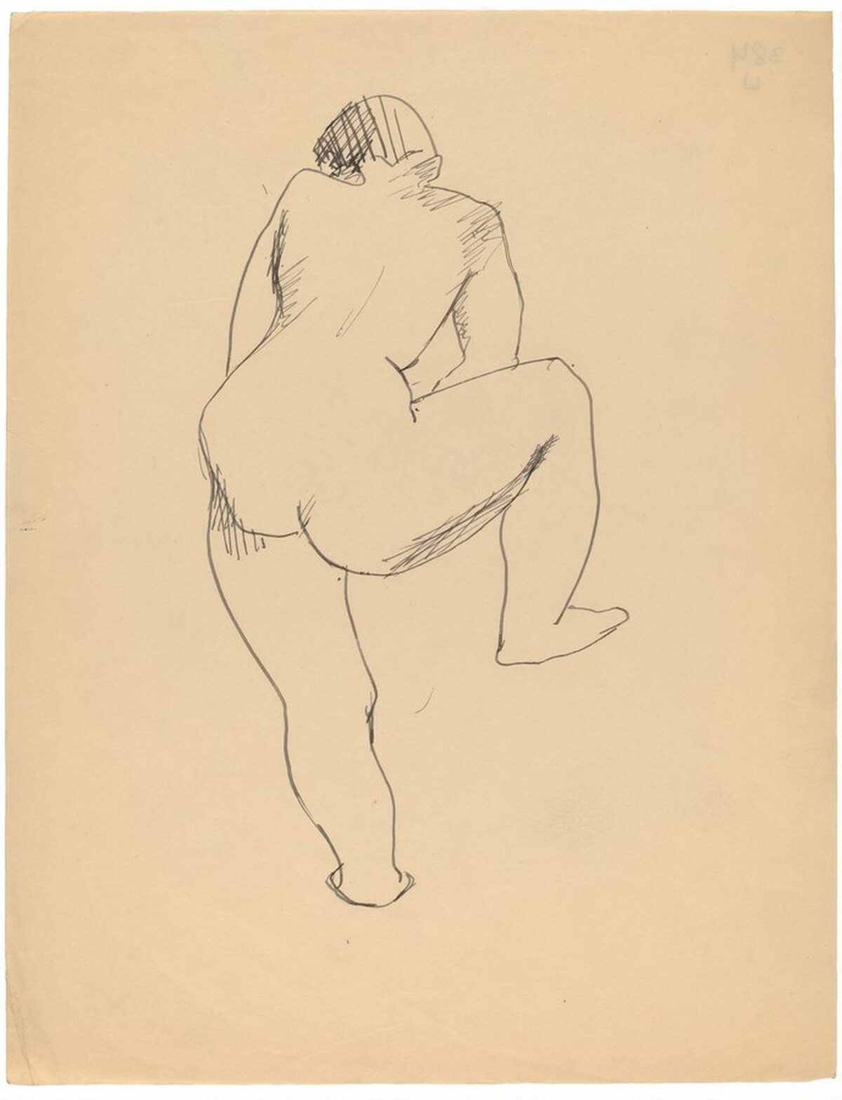 Standing Nude with Right Leg Raised, Seen from the Back by Mark Rothko
