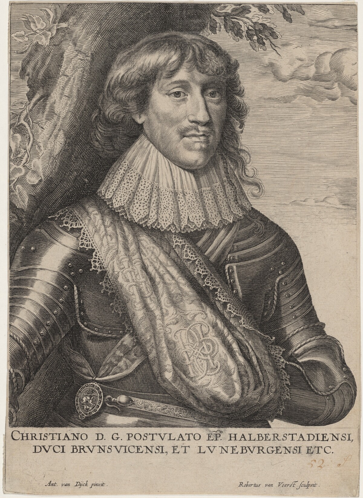 Christian, Duke of Brunswick by Robert van Voerst after Sir Anthony van Dyck