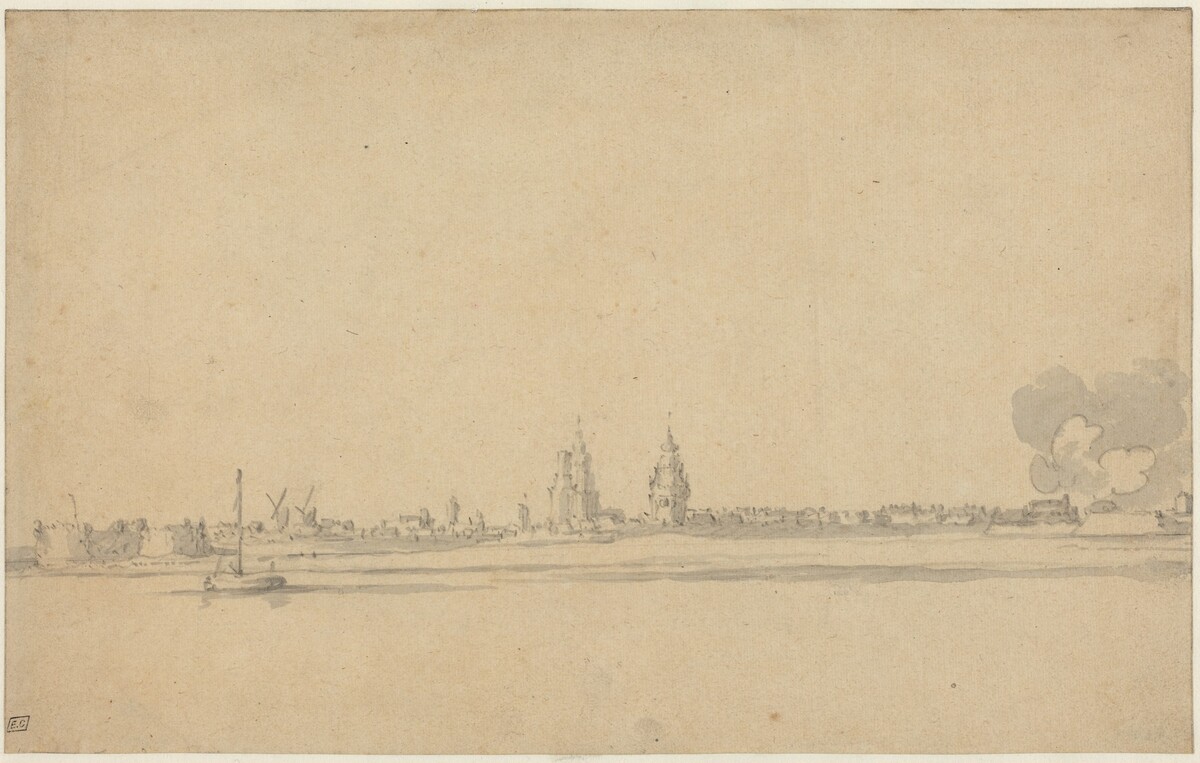 View of a Dutch Town (Delft?) by Willem van de Velde the Younger