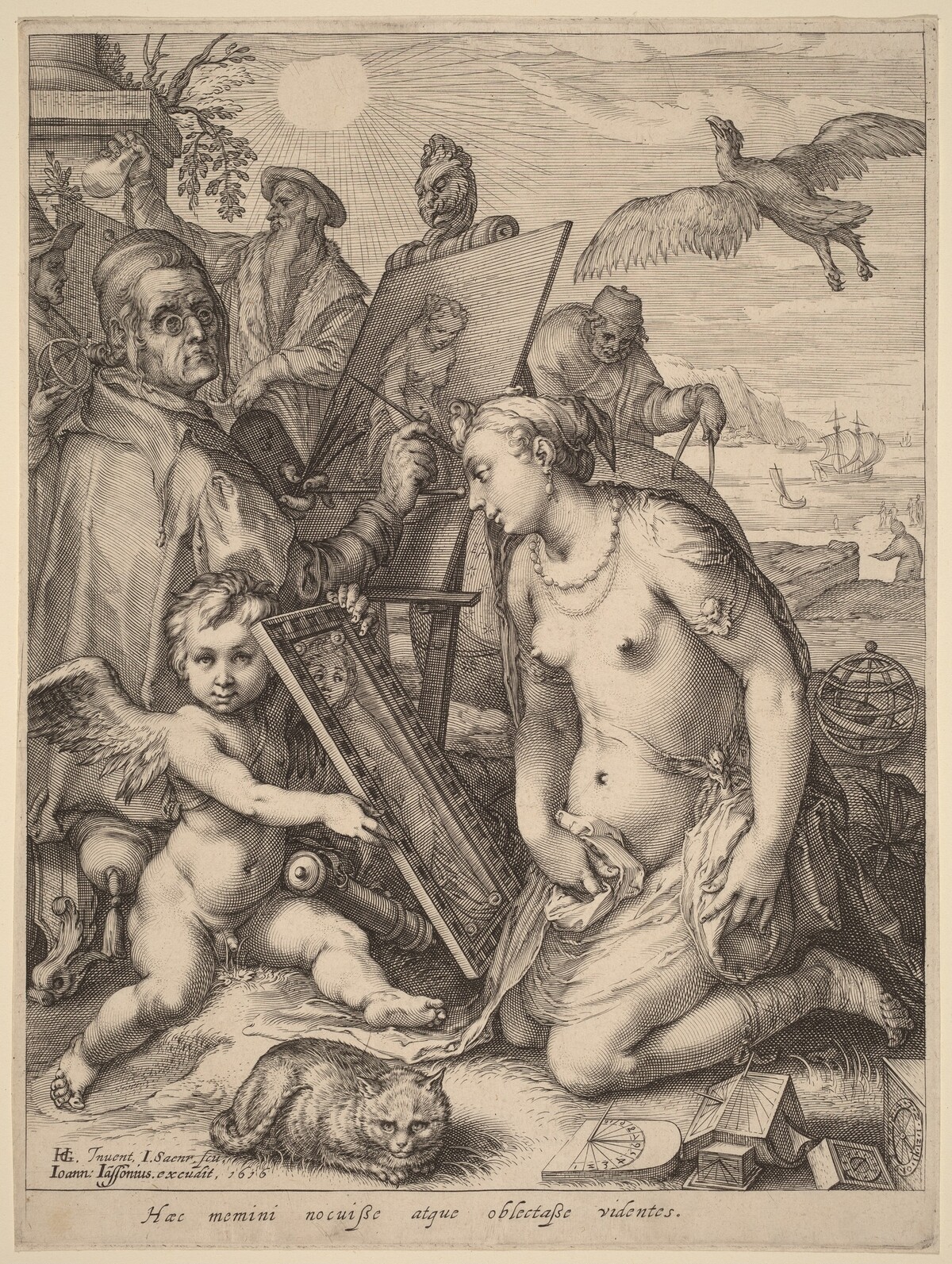 Artist Painting a Nude Woman: Allegory of Visual Perception by Jan Pietersz Saenredam, after Hendrik Goltzius