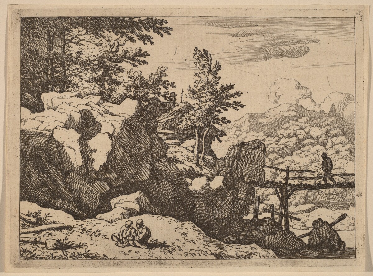 Man on a Small Wooden Bridge by Allart van Everdingen