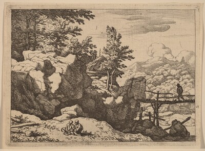 Man on a Small Wooden Bridge