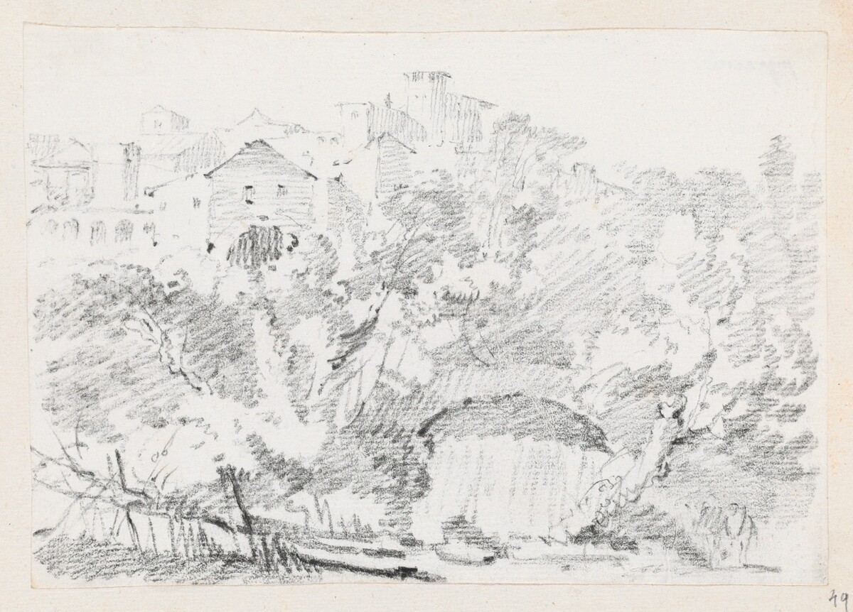 A Waterfall near a Hilltown in Italy by Joseph-Marie Vien