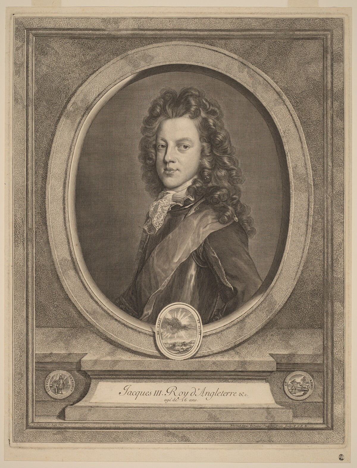 Jacques III, Roy d'Angleterre (James III, Prince of Wales) by Gerard Edelinck after François de Troy