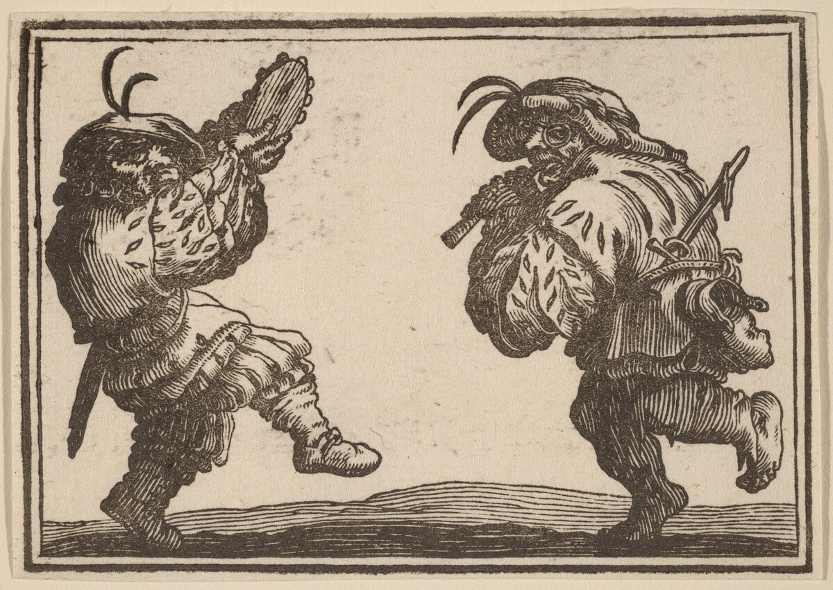 Dancers with Flute and Tambourine by Edouard Eckman after Jacques Callot