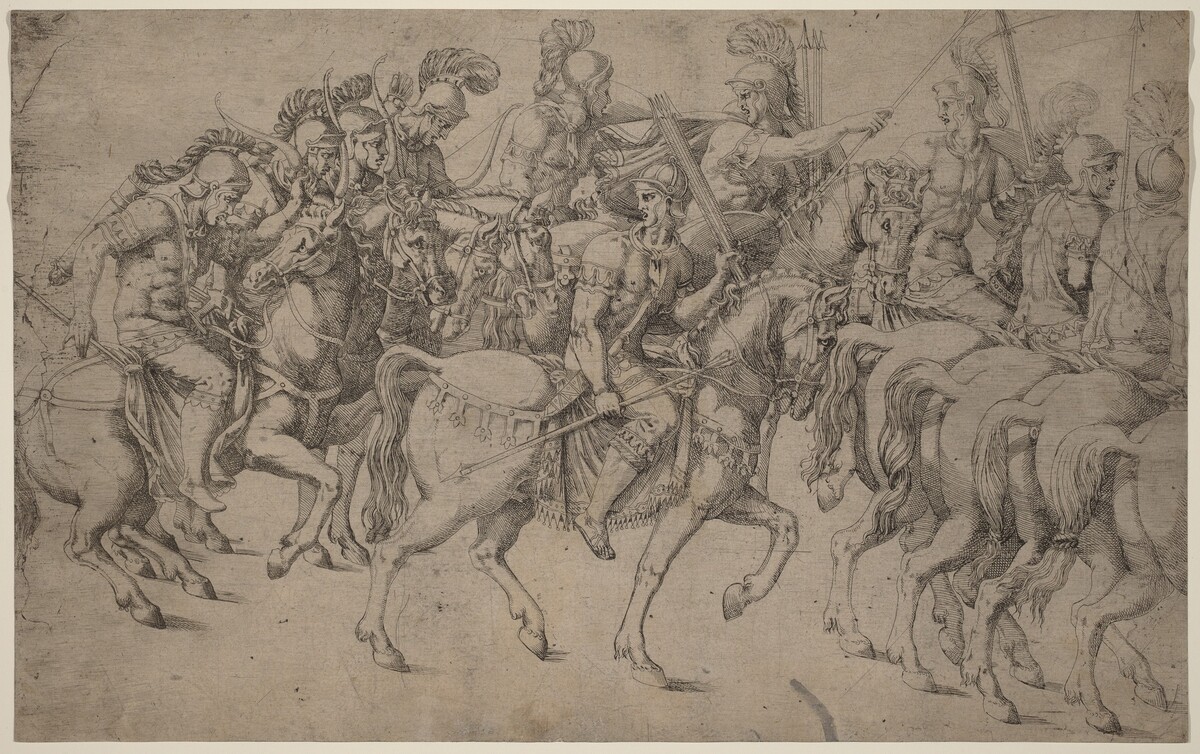 Riders Carrying Bows and Javelins by Antonio Fantuzzi after Giulio Romano