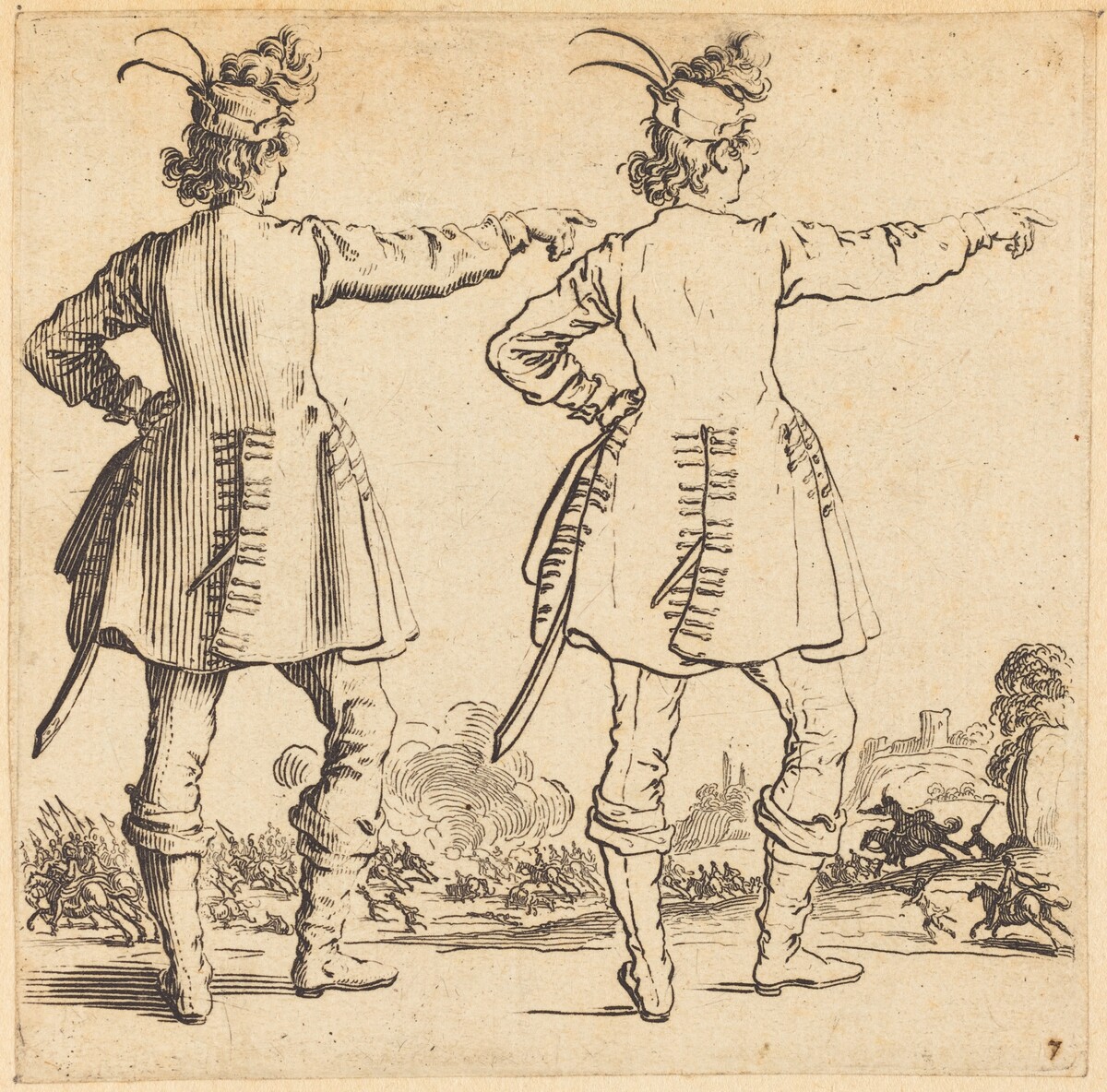 Officer with Feathers in Cap, Seen from Behind by Jacques Callot
